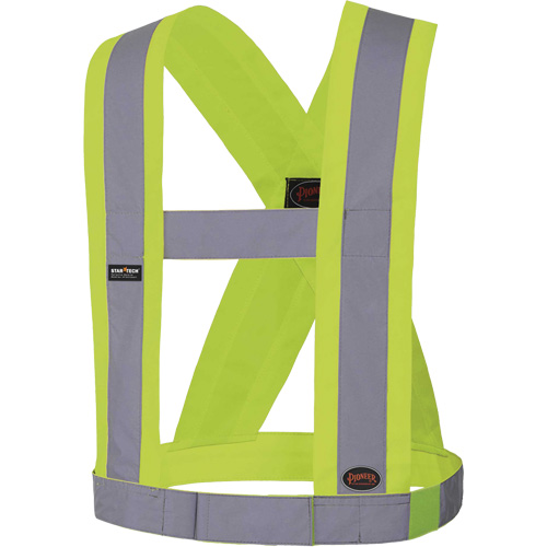 5492 Bretelles de s&eacute;curit&eacute; r&eacute;glable de 4" de large, R&eacute;pond ou surpasse la norme CSA Z96 classe 2 - niveau 2, Jaune lime haute visibilit&eacute;, Couleur r&eacute;fl&eacute;chissante Argent, Taille unique Industrial Sales