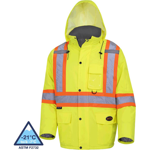 5031 Waterproof Quilted Safety Parka, High Visibility Lime-Yellow, Small Industrial Sales
