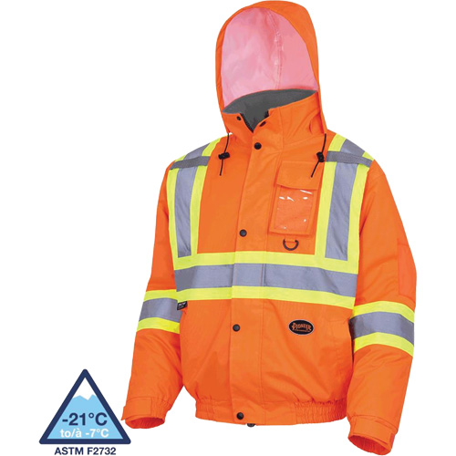 5032 Veste aviateur de s&eacute;curit&eacute; imperm&eacute;able et matelass&eacute;e pour l'hiver, Polyester, Orange haute visibilit&eacute;, Petit Industrial Sales