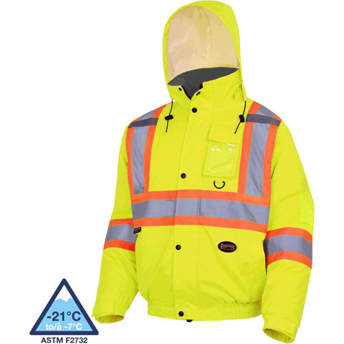 5033 Veste aviateur de s&eacute;curit&eacute; imperm&eacute;able et matelass&eacute;e pour l'hiver, Polyester, Jaune lime haute visibilit&eacute;, Petit Industrial Sales