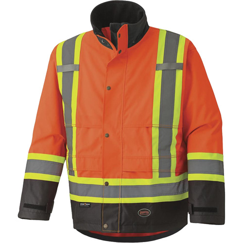 5400 Veste de s&eacute;curit&eacute; imperm&eacute;able 300D Trilobal antid&eacute;chirure, Polyester, Noir/Orange haute visibilit&eacute;, Petit Industrial Sales
