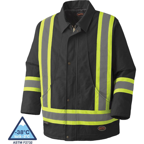 5535BKA Manteau en toile de coton matelass&eacute;e, Noir, T-petit Industrial Sales