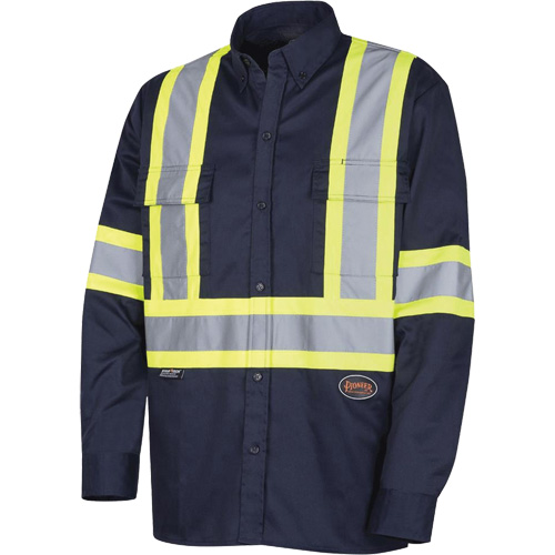 4414 Chemise de travail, Poly-coton, Petit, Bleu marin Industrial Sales