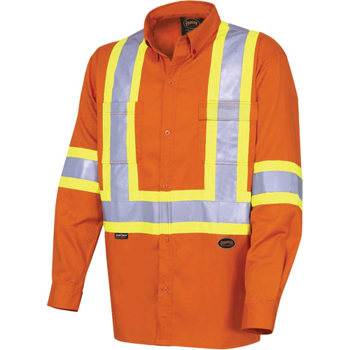 4441 Chemise de s&eacute;curit&eacute; &agrave; manches longues ultra respirante, Coton, Petit, Orange haute visibilit&eacute; Industrial Sales