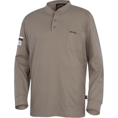331 Chandail Henley en tricot interlock ignifuge, Petit, Beige Industrial Sales