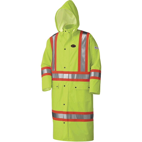 5897 Manteau long imperm&eacute;able et ignifuge, Grand, Jaune lime haute visibilit&eacute; Industrial Sales