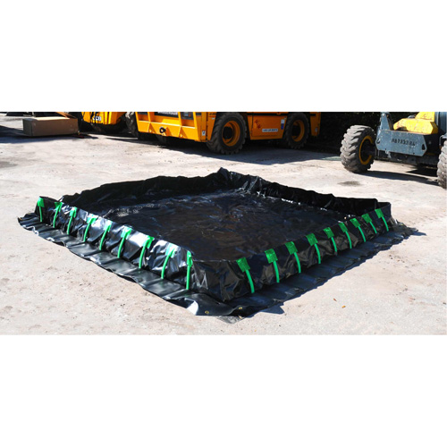 Ultra-Containment Berm&reg;, 748 US gal. Capacity, 10' W x 10' L x 12" H, Stake Wall Industrial Sales