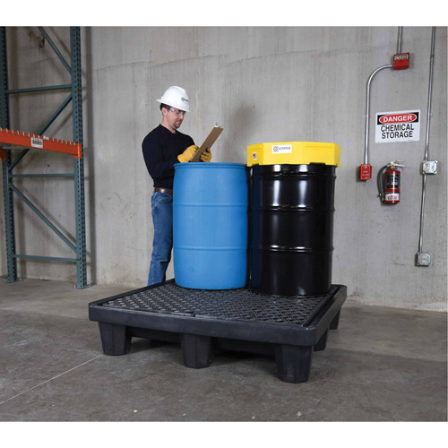 4-Drum Economy Ultra-Spill Pallet&reg;, 66 US gal. Spill Capacity, 53" x 53" x 11.8" Industrial Sales
