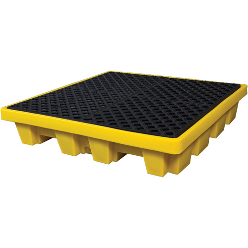 Ultra-Spill Pallet emboitable, 4 barils, Capacit&eacute; de d&eacute;versement 66 gal. US, 51" x 51" x 10" Industrial Sales