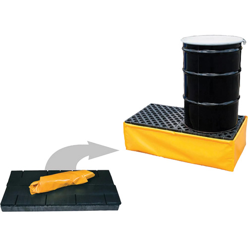 Ultra-Spill Pallet flexible, 2 barils, Capacit&eacute; de d&eacute;versement 66 gal. US, 48" x 24" x 14" Industrial Sales