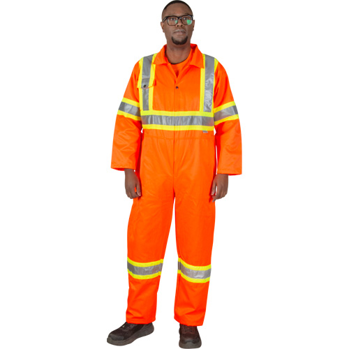 Unlined Safety Coveralls, Small, High Visibility Orange Industrial Sales