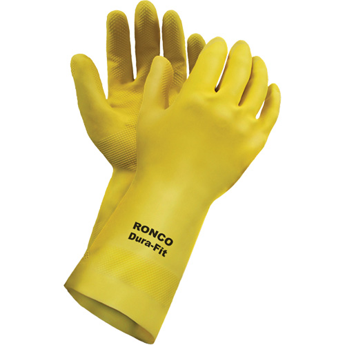Dura-Fit Reusable Gloves, Size Small/7, 12" L, Latex, Flock-Lined Inner Lining, 20-mil Industrial Sales
