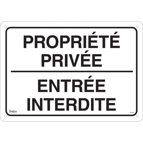 Enseigne  Propri&eacute;t&eacute; priv&eacute;e , 14" x 20", Aluminium, Français Industrial Sales