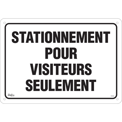"Stationnement pour visiteurs" Sign, 14" x 20", Aluminum, French Industrial Sales