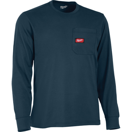 Gridiron Long-Sleeved Pocket-T-Shirt, Men's, Small, Blue Industrial Sales