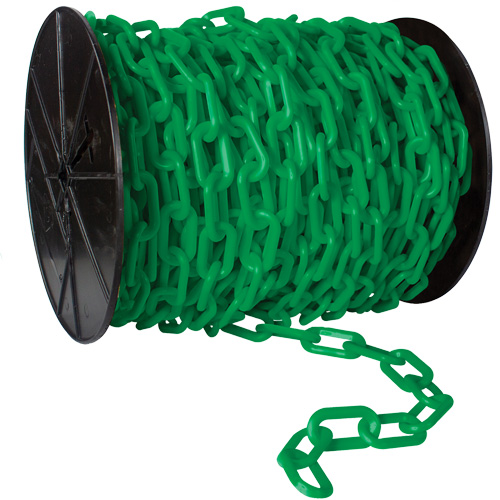 Chaîne de s&eacute;curit&eacute; en plastique robuste, Jaune, Maillon de 2", 100' de long Industrial Sales