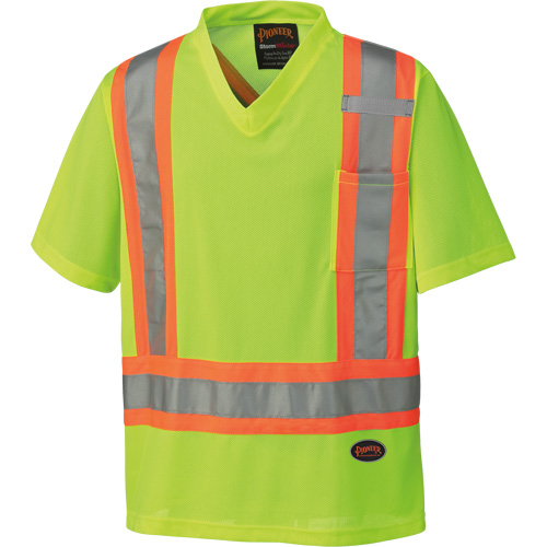 6989 Chandail pour la circulation en micromaille, T-petit, Jaune lime haute visibilit&eacute; Industrial Sales