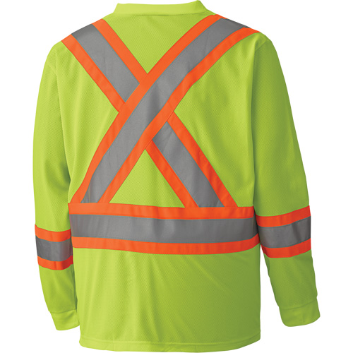 6985 Chandail de s&eacute;curit&eacute; &agrave; manches longues pour circulation en micromaille, Petit, Jaune lime haute visibilit&eacute; Industrial Sales