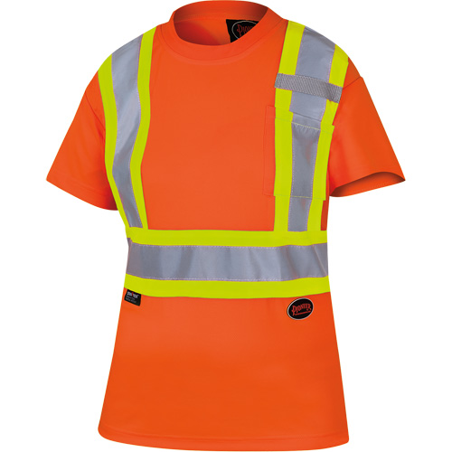 6948 T-shirt de s&eacute;curit&eacute; en il-de-perdrix pour femme, Polyester, T-petit, Orange haute visibilit&eacute; Industrial Sales