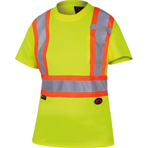 6949 T-shirt de s&eacute;curit&eacute; en il-de-perdrix pour femme, Polyester, T-petit, Jaune lime haute visibilit&eacute; Industrial Sales