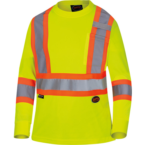 6969 Chandail de s&eacute;curit&eacute; &agrave; manches longues en il-de-perdrix pour femme, Polyester, T-petit, Jaune lime haute visibilit&eacute; Industrial Sales