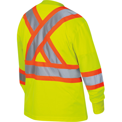 6969 Chandail de s&eacute;curit&eacute; &agrave; manches longues en il-de-perdrix pour femme, Polyester, T-petit, Jaune lime haute visibilit&eacute; Industrial Sales