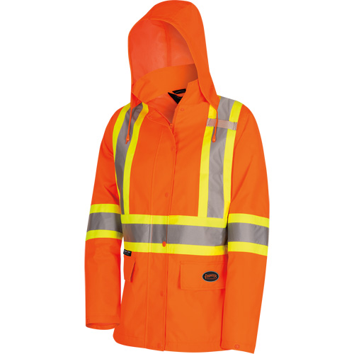 5626W The Rock Women's 300D  Quilted Safety Parka, Polyester/Polyurethane, High Visibility Orange, X-Small Industrial Sales
