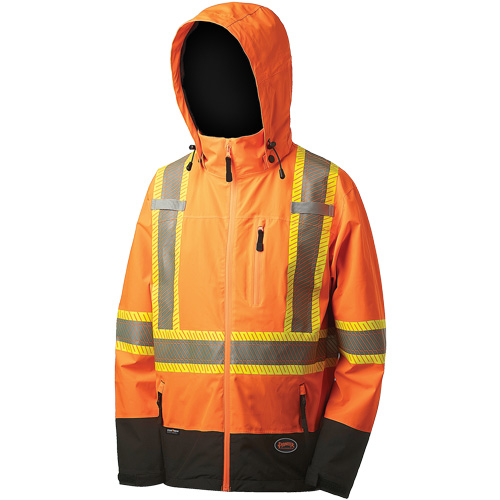 5220 Manteau de s&eacute;curit&eacute; imperm&eacute;able &agrave; coquille souple de premi&egrave;re qualit&eacute;, Polyester, Orange haute visibilit&eacute;, 2T-Grand Industrial Sales