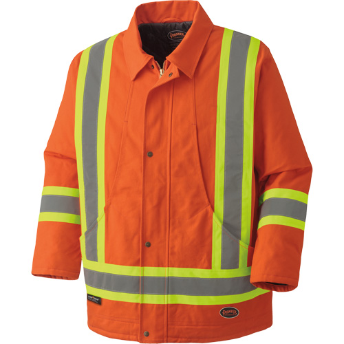 5537A Parka de s&eacute;curit&eacute; matelass&eacute; en canevas de coton, Orange haute visibilit&eacute;, Petit Industrial Sales