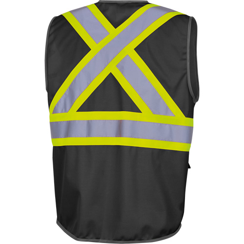 6959BK Veste de s&eacute;curit&eacute; haute visibilit&eacute; en tricot chaîne avec fermeture &agrave; glissi&egrave;re, Noir, T-petit, Polyester Industrial Sales