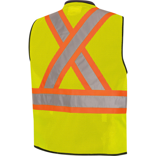 6895 Veste de s&eacute;curit&eacute; haute visibilit&eacute; bicolore avec fermeture &agrave; glissi&egrave;re sur tout le devant, Noir/Jaune lime haute visibilit&eacute;, 2T-Grand/3T-Grand, Polyester Industrial Sales