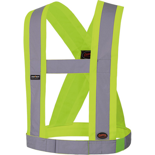 5493 Bretelles ajustables de s&eacute;curit&eacute; haute visibilit&eacute; de 4" de largeur, R&eacute;pond ou surpasse la norme CSA Z96 classe 2 - niveau 2, Jaune lime haute visibilit&eacute;, Couleur r&eacute;fl&eacute;chissante Argent, Taille uniq Industrial Sales