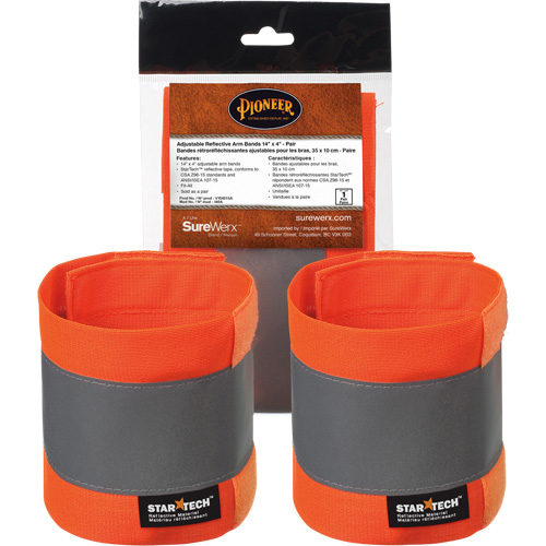 140A Brassard r&eacute;fl&eacute;chissant ajustable orange haute visibilit&eacute; de 14" X 4" Industrial Sales
