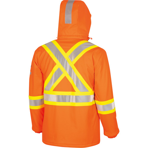 5884 Manteau imperm&eacute;able ignifuge et r&eacute;sistant aux arcs &eacute;lectriques avec capuchon Flash-Gard, Petit, Orange haute visibilit&eacute;, 51 cal/cm² Industrial Sales