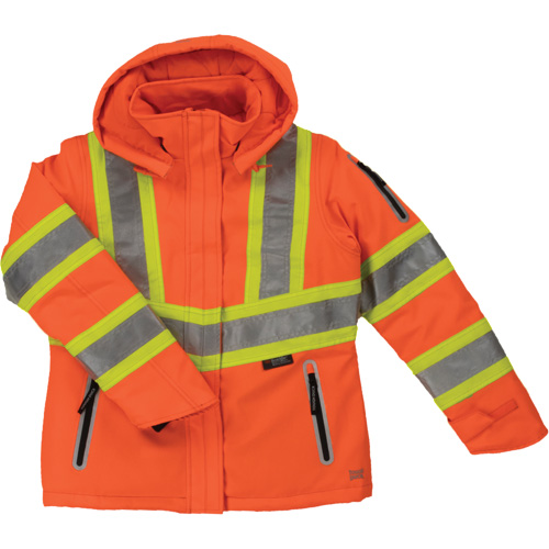 Manteau de s&eacute;curit&eacute; isolant et extensible pour femmes, Polyester, Orange haute visibilit&eacute;, 2T-Grand Industrial Sales
