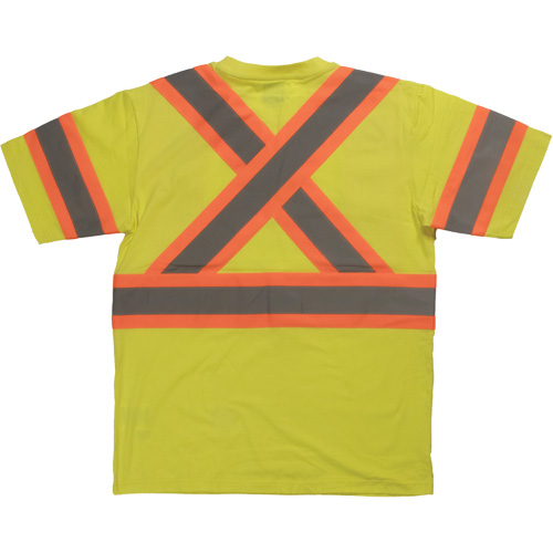 Short Sleeve Safety T-Shirt, Cotton, X-Small, High Visibility Lime-Yellow Industrial Sales