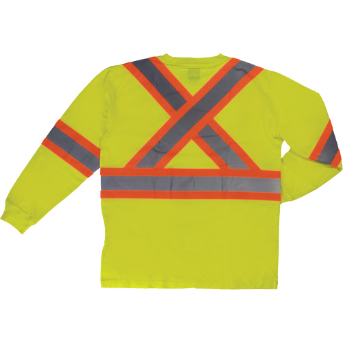 Long Sleeve Safety T-Shirt, Cotton, X-Small, High Visibility Lime-Yellow Industrial Sales