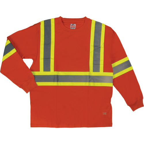 T-shirt de s&eacute;curit&eacute; &agrave; manches longues, Coton, T-petit, Orange haute visibilit&eacute; Industrial Sales