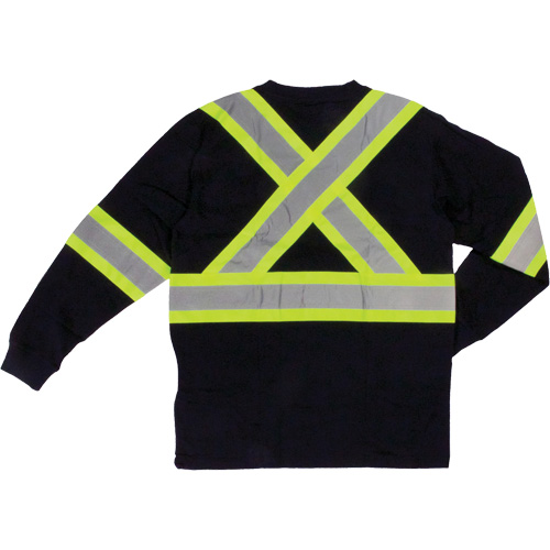 Long Sleeve Safety T-Shirt, Cotton, X-Small, Black Industrial Sales