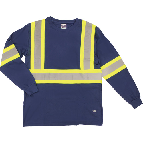 Long Sleeve Safety T-Shirt, Cotton, X-Small, Navy Blue Industrial Sales