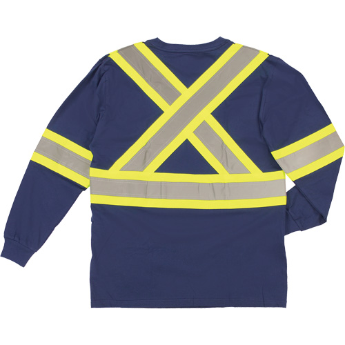 Long Sleeve Safety T-Shirt, Cotton, X-Small, Navy Blue Industrial Sales