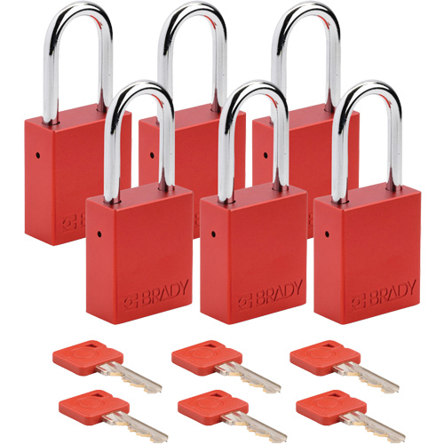 Cadenas de verrouillage Velocity, Rouge, Cl&eacute;s diff&eacute;rentes, Aluminium, Largeur de 1-1/2" Industrial Sales