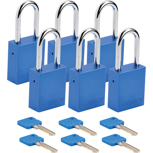 Cadenas de verrouillage Velocity, Bleu, Cl&eacute;s diff&eacute;rentes, Aluminium, Largeur de 1-1/2" Industrial Sales