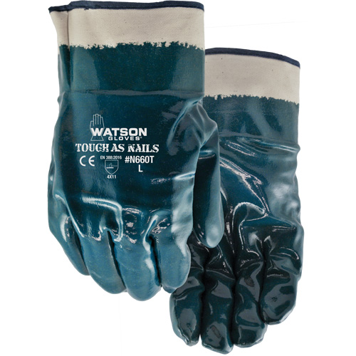 Gants r&eacute;sistants aux produits chimiques Tough-As-Nails, Taille T-Grand, Coton/Nitrile Industrial Sales