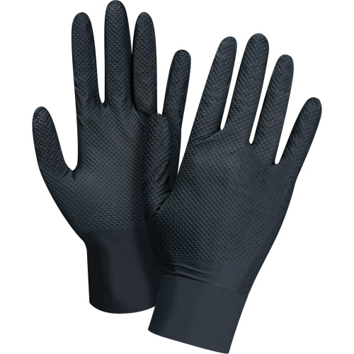 Gants d'examen de poids lourd &agrave; prise tactile, 2T-Grand, Nitrile, 8 mils, Sans poudre, Noir, Classe 2 Industrial Sales