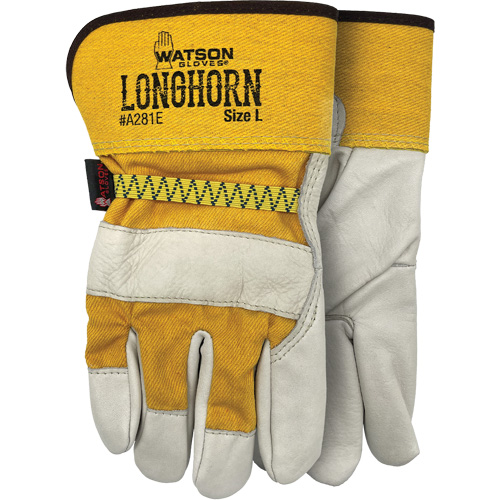 Longhorn Gloves, Large, Grain Cowhide Palm Industrial Sales