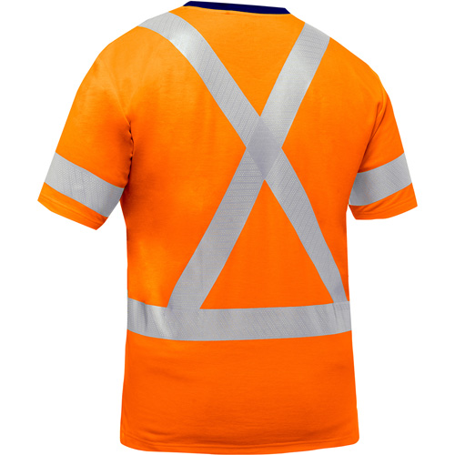 Chemise &agrave; manches courtes et X au dos Bisley, Poly-coton, Petit, Orange haute visibilit&eacute; Industrial Sales