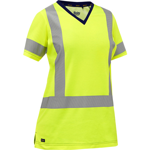 Chemise &agrave; manches courtes et X au dos Bisley pour femmes, Poly-coton, Petit, Jaune lime haute visibilit&eacute; Industrial Sales