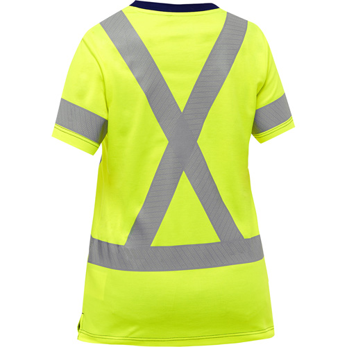 Chemise &agrave; manches courtes et X au dos Bisley pour femmes, Poly-coton, Petit, Jaune lime haute visibilit&eacute; Industrial Sales