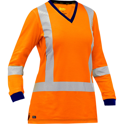 Chemise &agrave; manches longues et X au dos Bisley pour femmes, Poly-coton, Petit, Orange haute visibilit&eacute; Industrial Sales